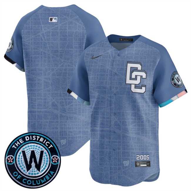 Mens Washington Nationals Blank Blue 2025 City Connect Limited Stitched Jersey Dzhi->washington nationals->MLB Jersey